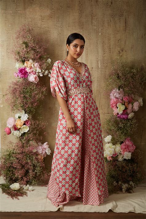 PINK BIG PRINT KAFTAAN SET – Ria Shah Label