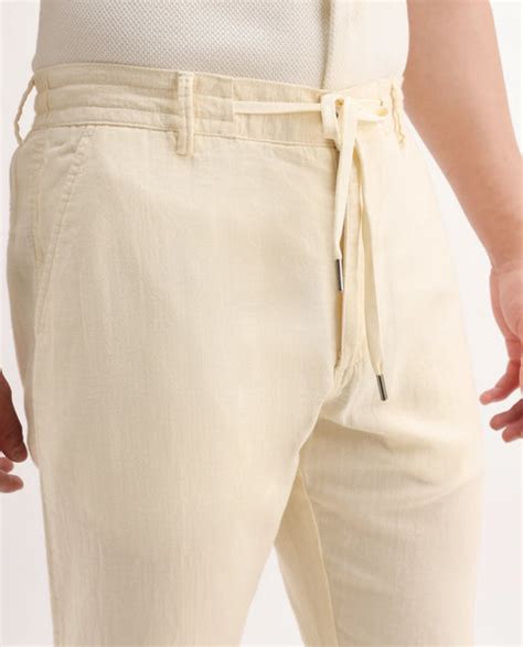 Rare Rabbit Men's Pastor-3 Off White Cotton Plain Regular Fit Trouser