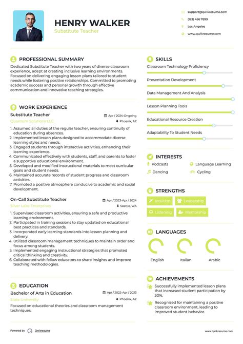 10+ Substitute Teacher Resume Samples & Templates for 2025