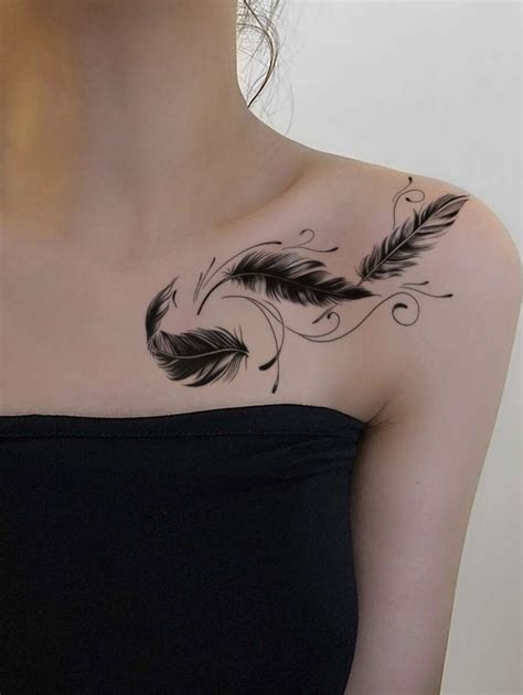 STARTTOOS 1pc Feather Pattern Temporary Tattoo Sticker For Wrist ...