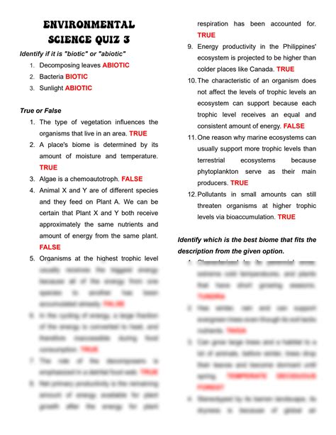 SOLUTION: Environmental Science Quiz 3 Reviewer - Earth's Ecological ...