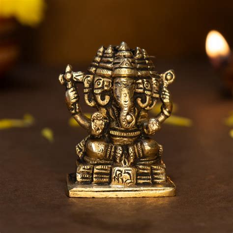 100% Pure Brass Ganesha Idol (7cm) for Home Decor | Vinayagar Statue ...