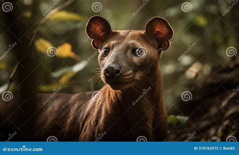 Fierce & Untamed Photo of Fossa Cryptoprocta Ferox Captured in Dense Madagascar Rainforest ...