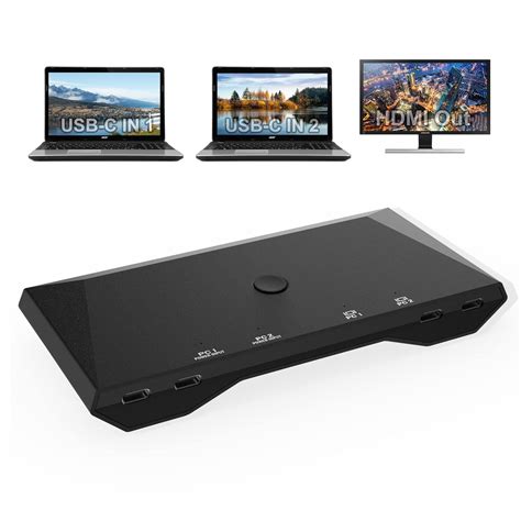 USB C KVM Switcher 4K@60Hz, 2 in 1 Out Type-C KVM Switch for 2 ...