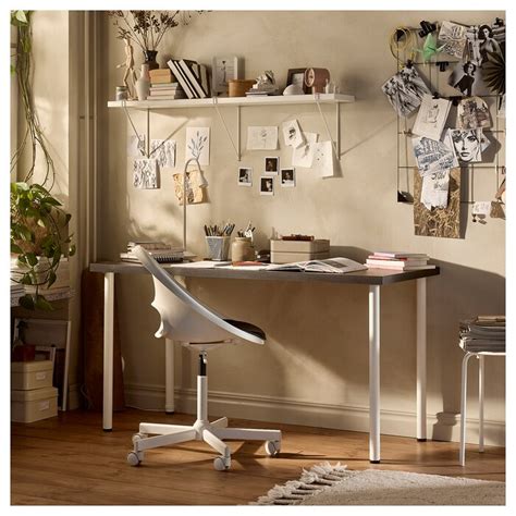 LAGKAPTEN / ADILS desk, black-brown/white, 140x60 cm (551/8x235/8") - IKEA