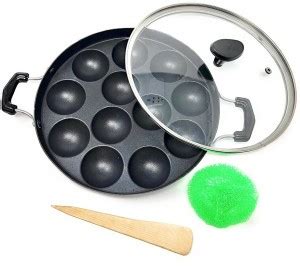 MOWEAR NON-STICK APPAM MAKER WITH 12 CAVITY SIDE HANDLE GLASS LID ...