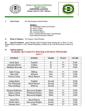 Fillable Online brooke schoolwires school bus safety poster contest ...