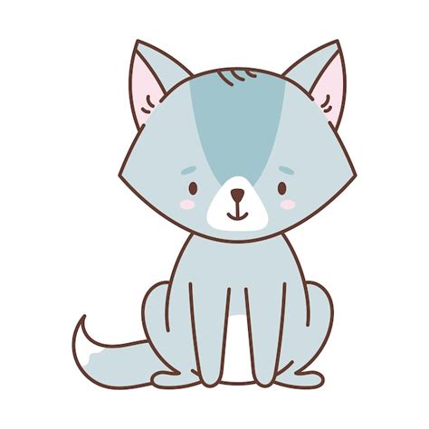 Cute wolf in kawaii style cute animals in kawaii style drawings for ...