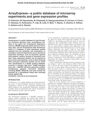 Fillable Online nar oxfordjournals ArrayExpress a public database of ...