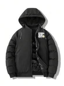 Manfinity Homme Men's Letter Graphic Zip-Up Casual Reversible Hooded ...