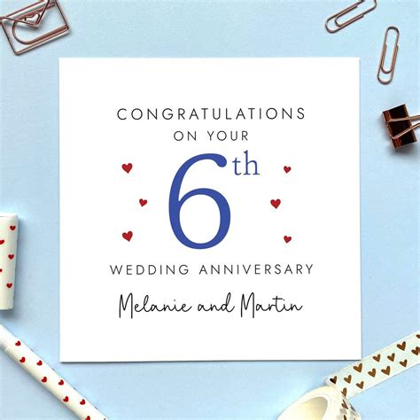 Personalised 6th Wedding Anniversary Card for Couple | Sixth, 6 Years ...