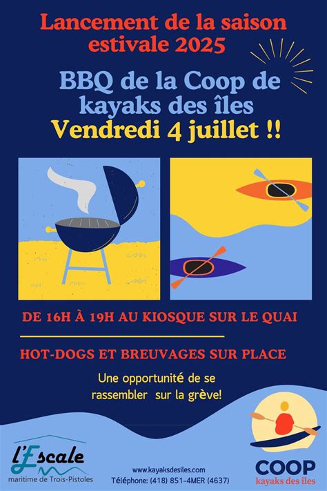 BBQ de la Coop de kayaks des îles, Quai de , Trois-Pistoles, QC, Canada ...