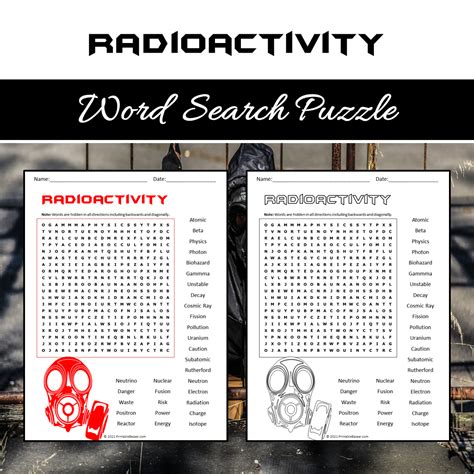 Radioactivity Word Search Puzzle Worksheet PDF – PrintableBazaar
