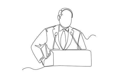 Premium Vector | Continuous one line drawing president's speech on ...