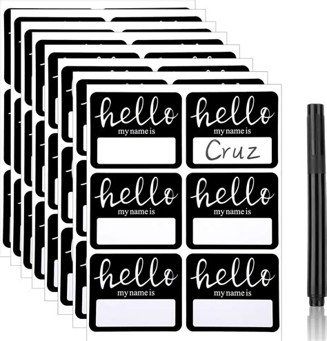 120 Pieces Hello Name Tags with Black Marker Pen, India | Ubuy