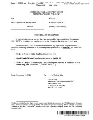Fillable Online kccllc CERTIFICATE OF SERVICE KCC Exhibit A - kccllc ...