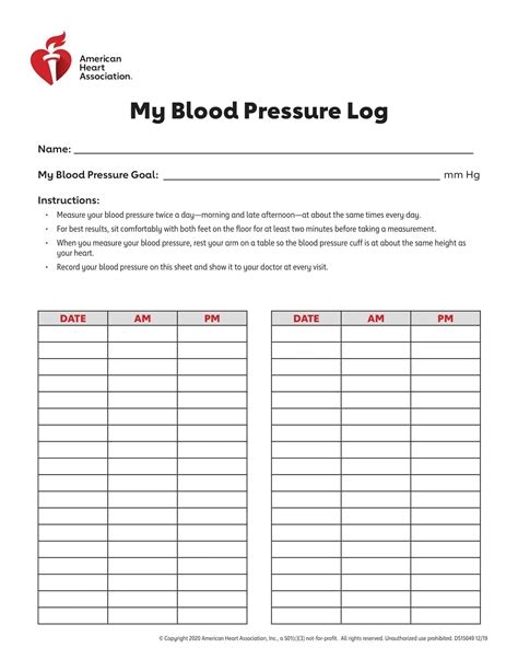 Free Printable Blood Pressure Log Templates [PDF, Excel] Sheet