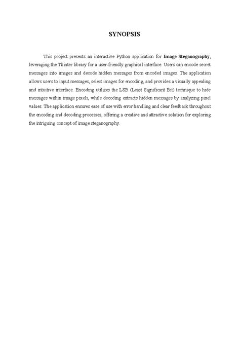 Img stegnography documentation - SYNOPSIS This project presents an ...