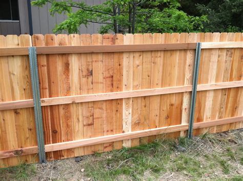 Steel Posts (?Postmaster) with Cedar Privacy Fence - Back Side - Modern ...