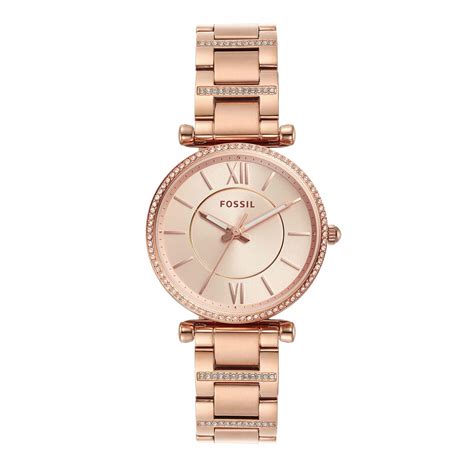 Fossil Analog Rose Gold Dial and Band Women's Stainless Steel Watch ...