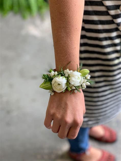 Wrist corsage created with ocally sourceed Spring blooms by Local Color ...