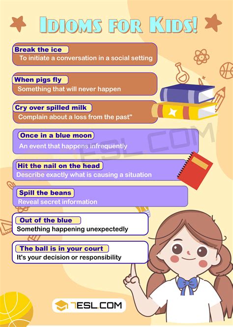 40 Idioms for Kids in the English Language • 7ESL