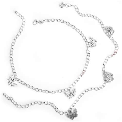 DHRUVS COLLECTION 925 Pure Silver Butterfly Charms Adjustable Anklet ...