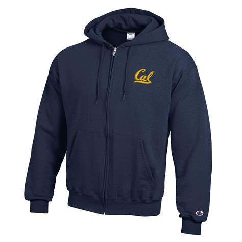 U.C. Berkeley Men Cal embroidered left chest Champion zip-up hoodie sw ...