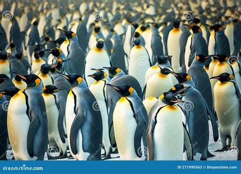 Huge Flock of Emperor Penguin Gathered on Coast of Cold Antarctic Sea ...