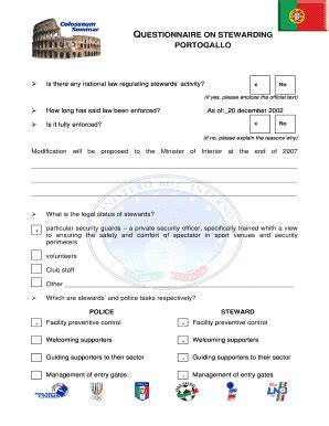 Fillable Online osservatoriosport interno gov QUESTIONNAIRE ON ...