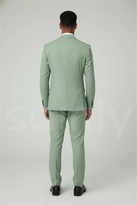 Sage Green Two Piece Suit For Men – Double-Breasted Formal Wear |India ...