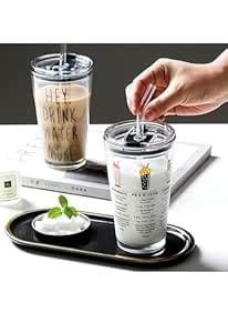 Buy Transparent Glass Sipper with Lid and Silicon Straw (Pack of 1 ...