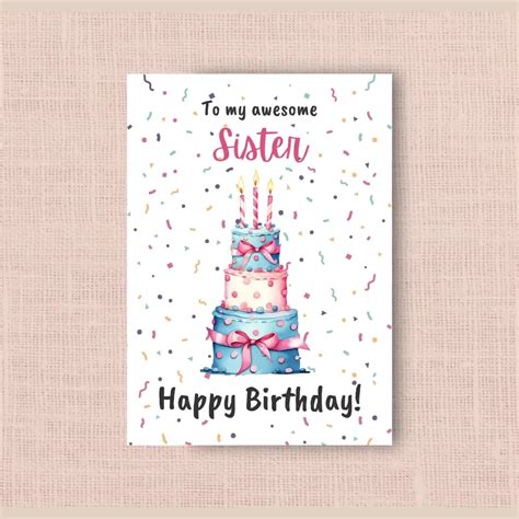 Free printable birthday cards for a sister, Download Free printable ...