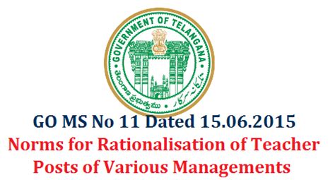 GO MS No 11 Norms for Rationalisation of Teacher Posts in Telangana of ...