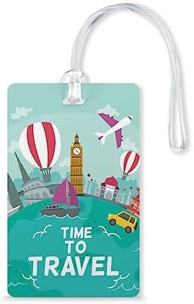 100yellow® Time to Treval (LT-05) Luggage Tags, Bag Tag Travel Id ...