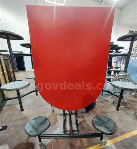 Lot 1 of 6 Cafeteria Lunch Tables with 12 Stools | GovDeals