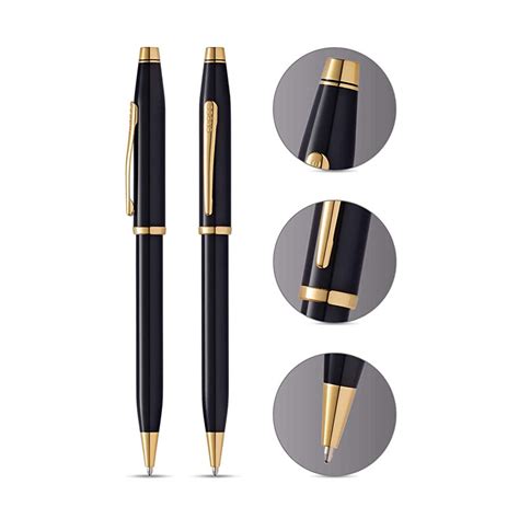 Cross Century II Ballpoint Pen Black Lacquer with Gold Trim – Penzorama