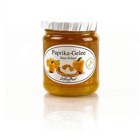 Paprika Gelee, gelb, süß - pikant, Wolfram Berge, 225 g, Glas | GOURMET ...