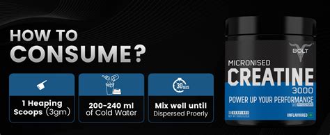 Bolt Micronised Creatine Monohydrate 3000 Powder|With Phycocyanine ...