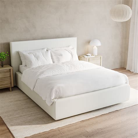Cloud Bed Frame in White with Ottoman Storage - Double - Aries ...