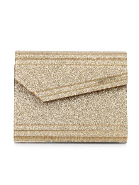 Shop Pre Owned Authentic Jimmy Choo Candy Gold Glitter Clutch ...