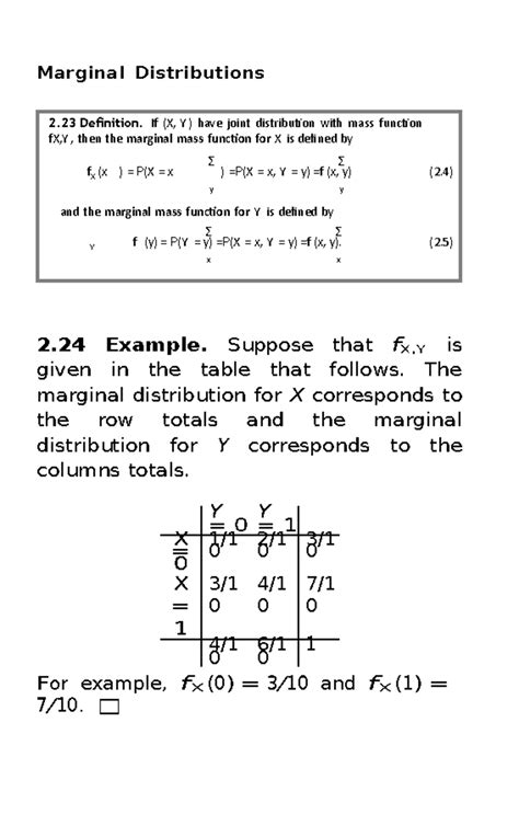 Marginal Distributions - 2 Definition. If (X, Y ) have joint ...