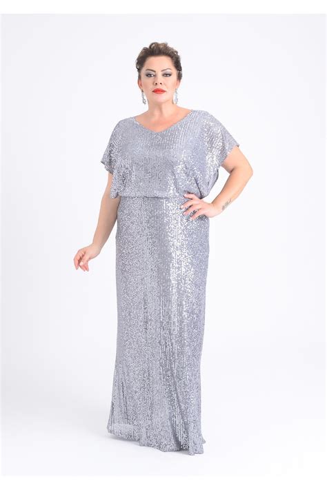 LİLAS XXL Büyük Beden Gri Renkli Pul Payetli Uzun Abiye Elbise Fiyatı, Yorumları - Trendyol