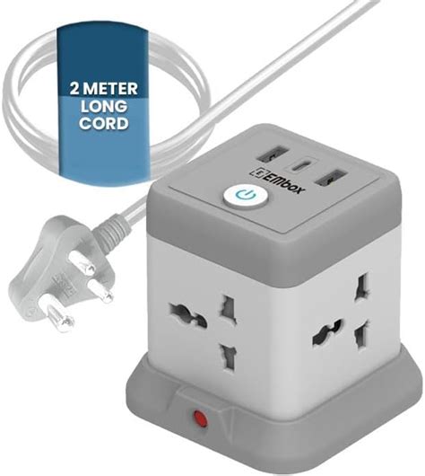 EMBOX Cube Extension Board with USB Port Universal Sockets and USB (2.4 ...