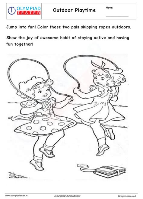 Kindergarten Coloring Page : Outdoor Playtime | Olympiad tester