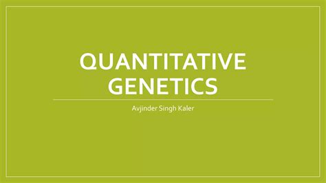 Quantitative genetics | PDF