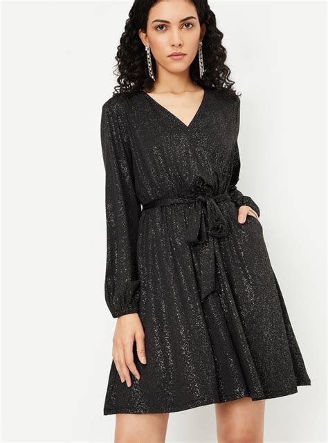 Buy ALAYA F x URB_N Women Shimmer Wrap Party Dress Online at just Rs ...