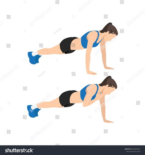 Woman Doing Plank Shoulder Taps Exercise Stock Vector (Royalty Free ...