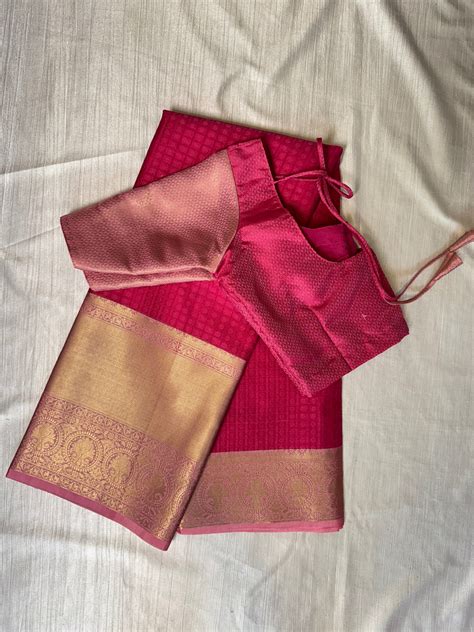 Pink Saree With Stitched Blouse – Manya Clothing