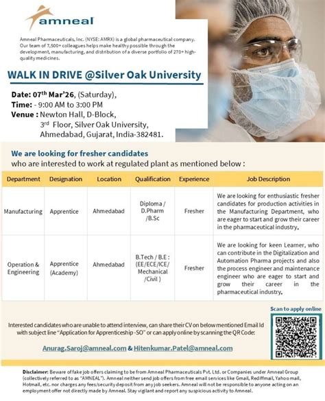 Amneal Pharmaceuticals Walk-In Drive 2026 | Freshers Apprentice Jobs at ...